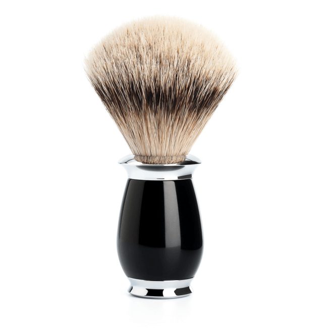 Blaireau de rasage Mühle pur argenté résine noire