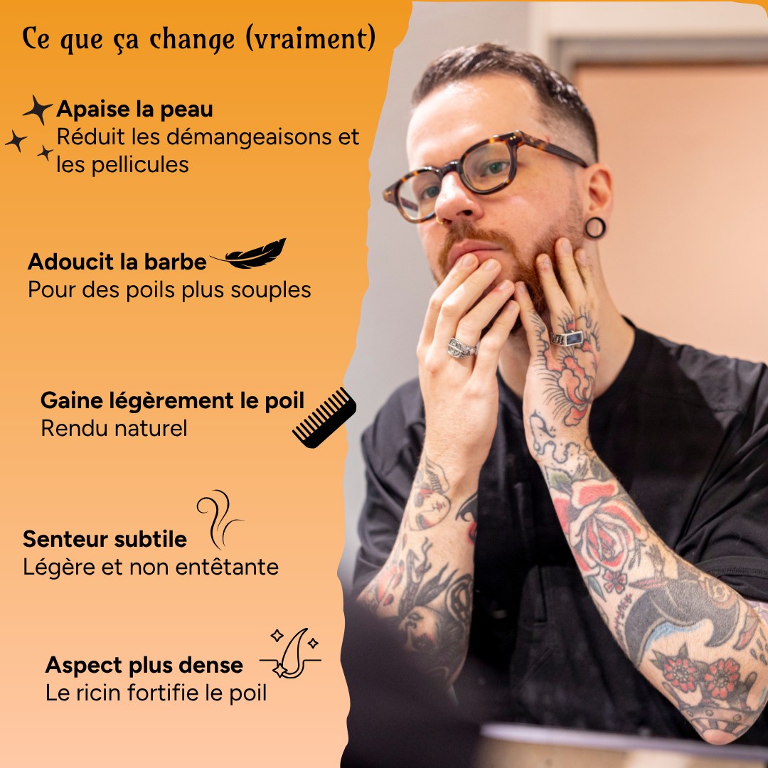 Ce que change une huile pour barbe : apaise la peau, adoucit le poil, gaine et densifie