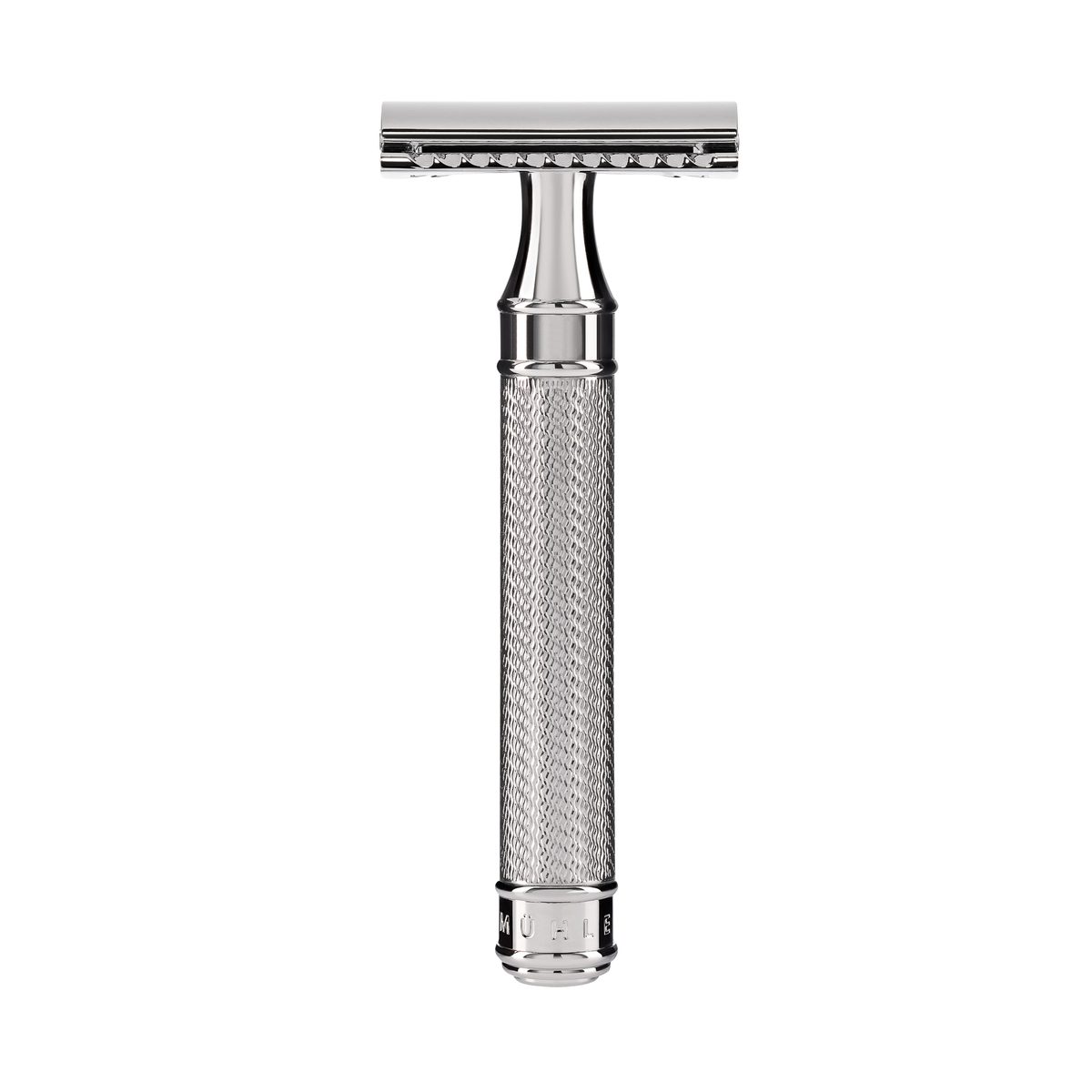 Rasoir de sûreté Mühle R89 GRANDE à peigne fermé, manche long en métal chromé
