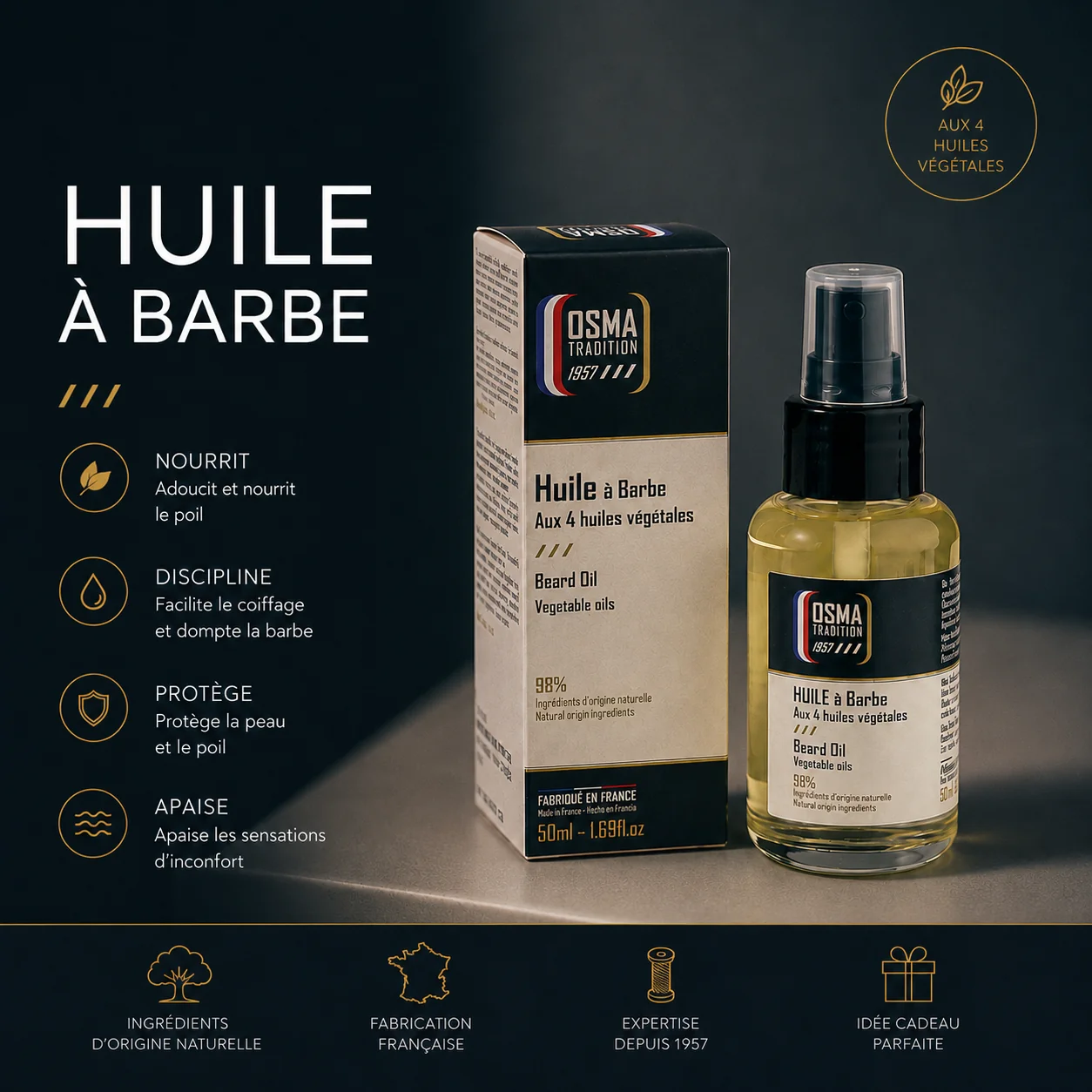 Huile à barbe Osma Tradition : nourrit, discipline, protège, apaise
